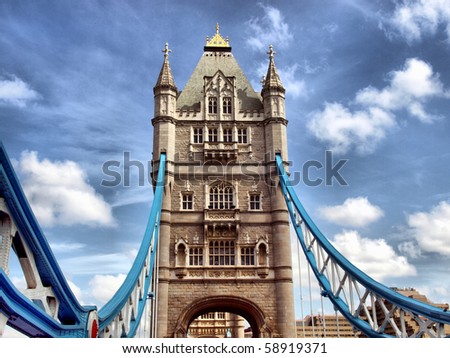 Tower Bridge on River Thames, London, UK - high dynamic range HDR