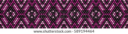 Trendy modern ethnic  beaded border, pattern embroidery cross, diamonds stripe