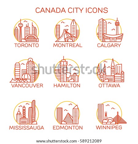 Canada City Icons. Vector illustration