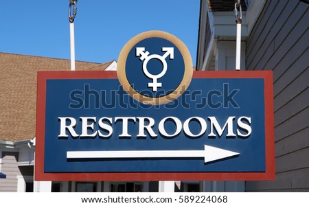 Gender Neutral Bathroom sign that says, RESTROOMS.                               