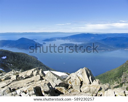A view of the Howe Sound Vancouver, from the top of the West Lion