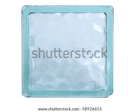 Color photo of a glass block for the construction on a white background