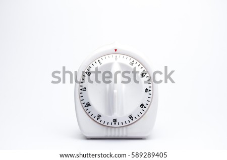 cooking timer kitchen clock alarm on white Royalty-Free Stock Photo #589289405