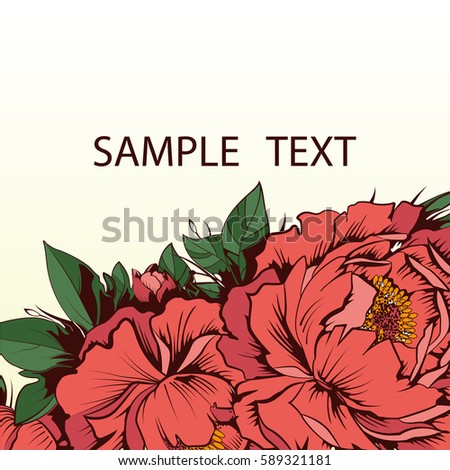 Beautiful peony.Vector background.Detailed flowers.