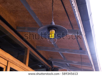 vintage lamp hanging from the ceiling