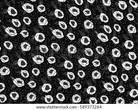 The beautiful of art fabric Batik Pattern in black and white background
