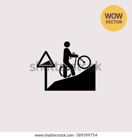 Man Walking Uphill with Bicycle Icon