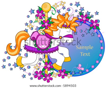 Carousel horse clip-art with space for text.
