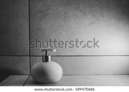 Bottle with liquid soap in bathroom