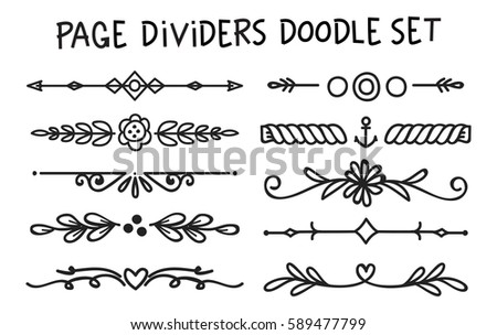 Set of page divider in doodle style