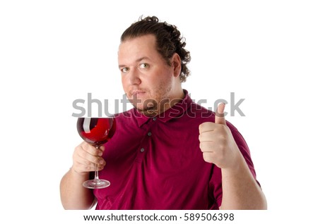 Man and red wine. 