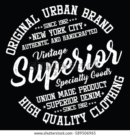 NYC original urban brand, superior denim, authentic and handcrafted typography, t-shirt graphics, vectors