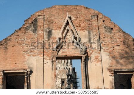 Ayutthaya, Thailand, 2017. Reconstruction of the ruins of the temple Wat Ratchaburana