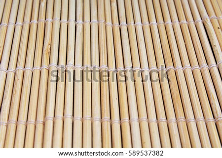 Wooden bamboo texture, sushi mat texture. Empty bamboo sushi mat background pattern japanese an chinese life style tradition
