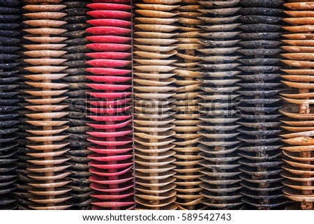 Abstract view of tools in the oyster port of La Teste, Bassin d'Arcachon, France