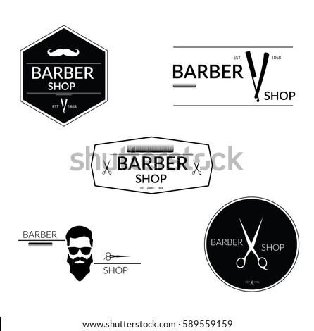 Barber shop logo set. Vector illustration