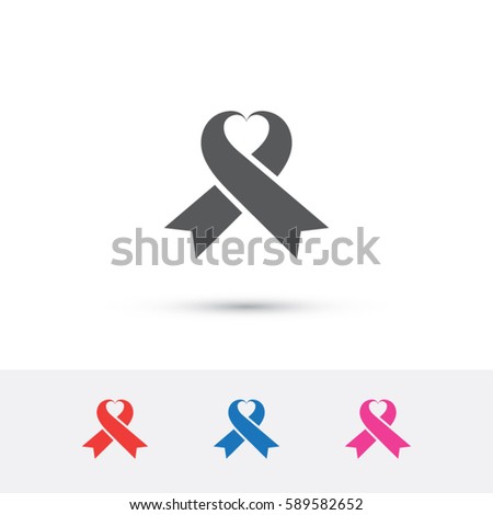 ribbon shape heart icon symbol sign for charity

