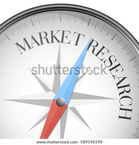 detailed illustration of a compass with Market Research text, eps10 vector