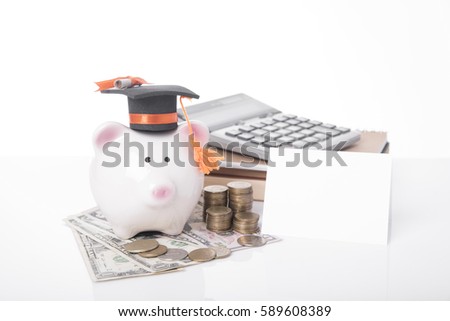 piggy bank and empty space for text.can used for cover page presentation and web banner. business finance concept.