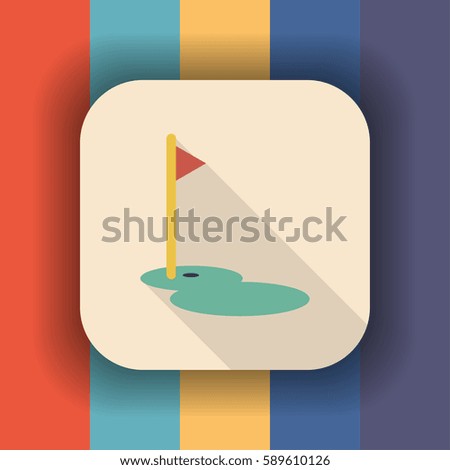 golf flat icon with long shadow, vector illustration 