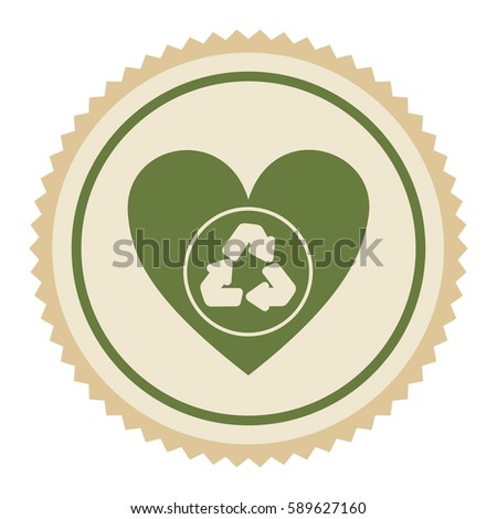 emblem green heart with ecolgy symbol icon, vector illustraction design