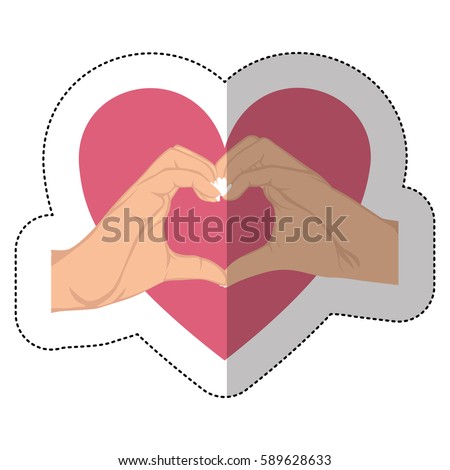 symbol hand with heart shape with inside breast cancer, vector illustration