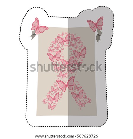 emblem breast cancer butterflys icon, vector illustration design image