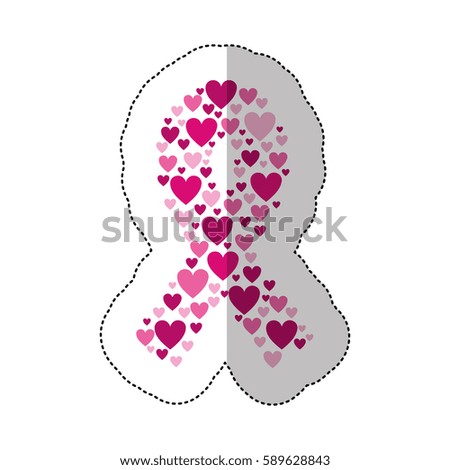 fuchsia emblem breast cancer hearts icon, vector illustration design image
