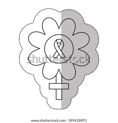 figure flower inside breast cancer emblem, vector illustration design icon