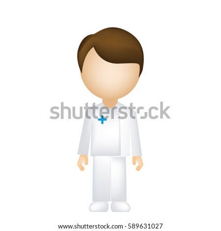 color sticker man paramedic icon, vector illustraction design