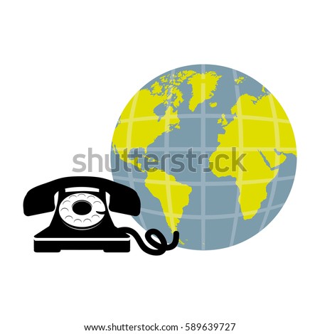 symbol global communication telephone icon, vector illustraction design