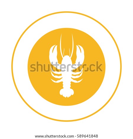 yellow emblem lobster icon, vector illustraction design image