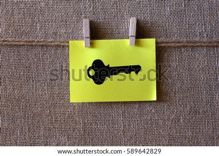 Keys Symbol on Sticky Note Message
