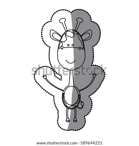 contour sticker girafe icon, vector illustraction design image