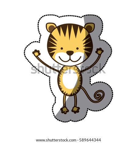 colorful sticker tiger icon, vector illustraction design image