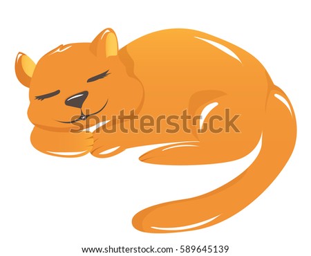 Ginger cat slipping. Isolated. Print. Poster