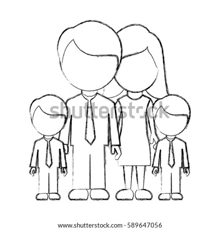 figure family their boys twins icon, vector illustraction design
