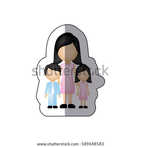 color woman her children icon, vector illustraction design