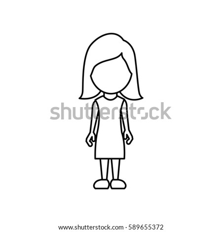 monochrome contour faceless with mom in formal clothes vector illustration