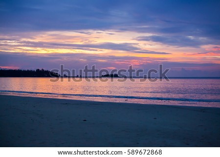 Dramatic sunset sky with clouds over ocean,Thailand.