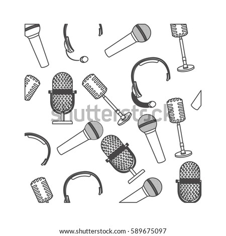 contour microphones background icon, vector illustraction design