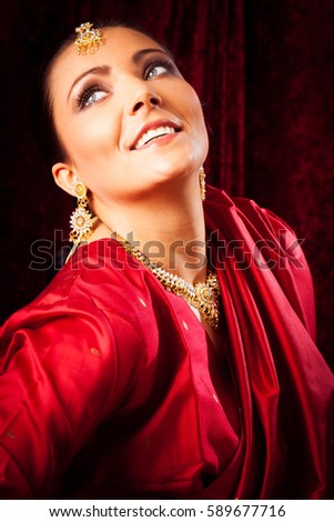 Young Woman Wearing Bollywood-style Sari