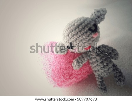 gray knit sleeping  - Animal, Doll, Domestic Cat, Cute, Horizontal