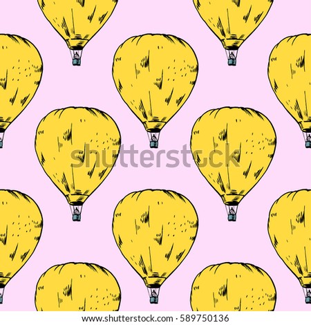 vector seamless pattern of hot air baloon
