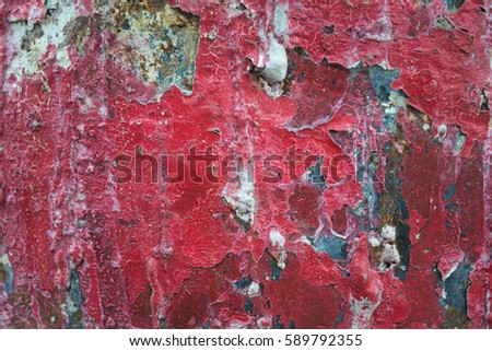 Red Cracked Paint on Wall