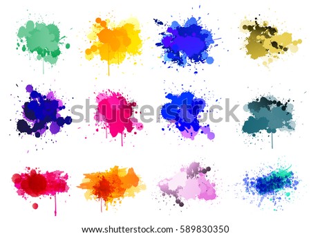 Colorful paint splatters Royalty-Free Stock Photo #589830350