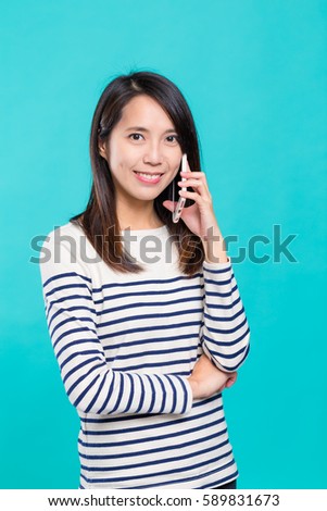 Woman make a call on cellphone