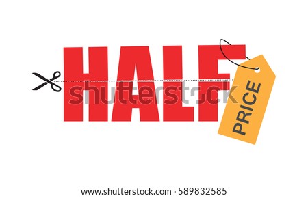 half price tag for sales business graphics Royalty-Free Stock Photo #589832585