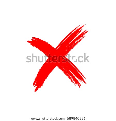 Cross sign element. Red grunge X icon, isolated on white background. Mark graphic design. Button for vote, decision, web. Symbol of error, check, wrong and stop, failed. Vector illustration Royalty-Free Stock Photo #589840886
