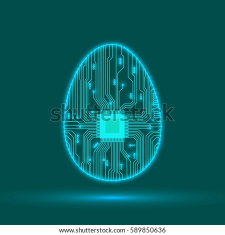 Abstract egg. Egg in an electronic circuit. Vector illustration. Royalty-Free Stock Photo #589850636